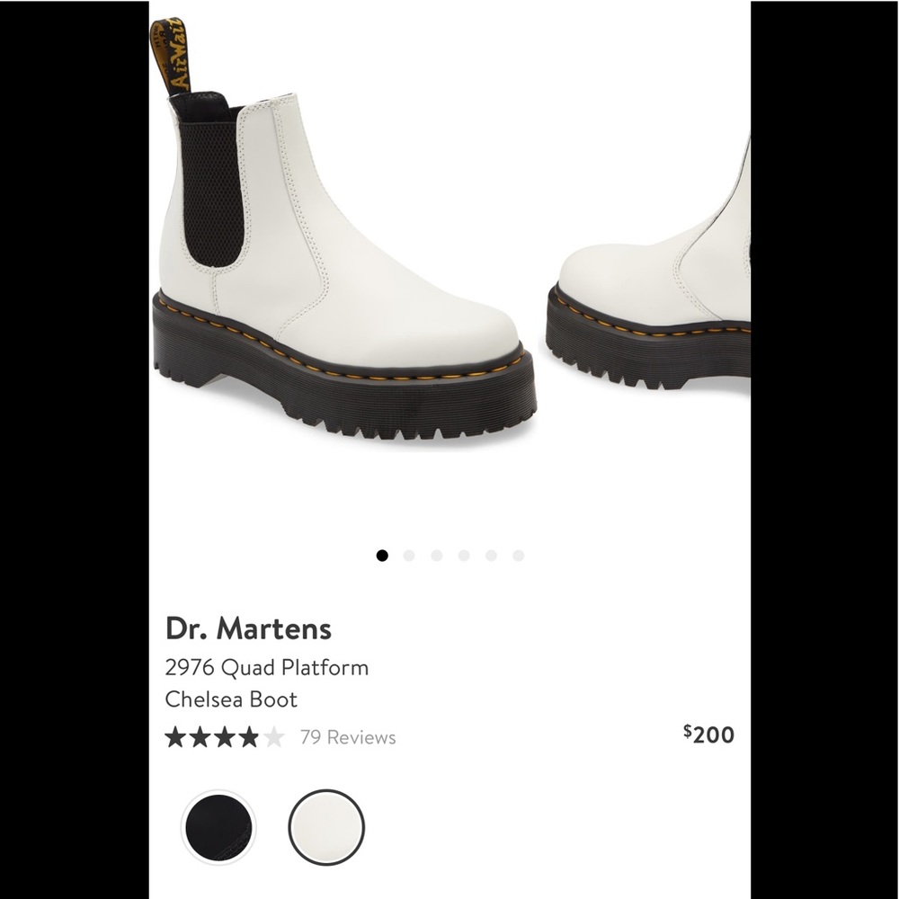 Dr. Martens 2976 Quad Platform Chelsea Boot in White Smooth Leather